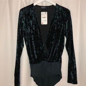 Emerald Green Velvet Zara Bodysuit